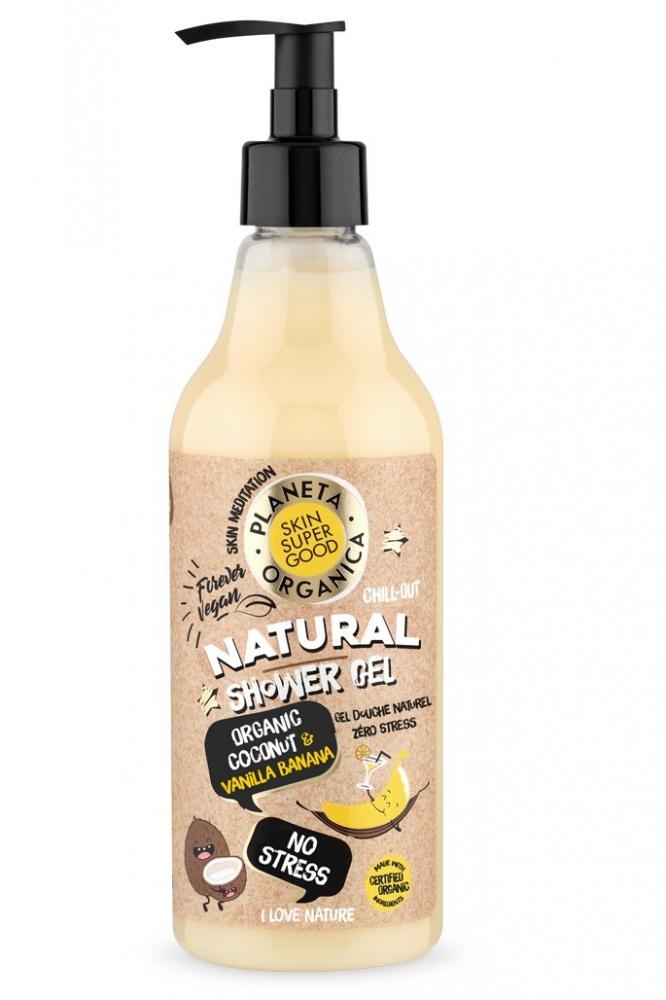 Skin Super Good Přírodní sprchový gel Bez stresu - Organický kokos a vanilkový banán 500 ml