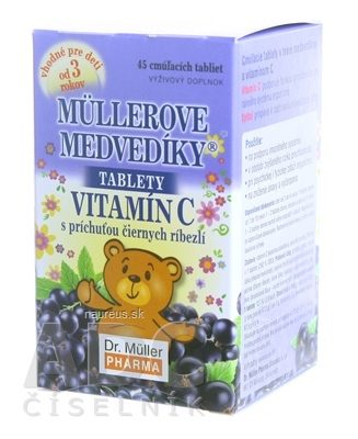 Dr. Müller Pharma s.r.o. Müllerová medvídci - vitamin C tbl s příchutí černého rybízu 1x45 ks 45 ks