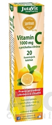 JuvaPharma Kft. JutaVit Vitamin C 1000 mg šumivé tablety s příchutí citronu 1x20 ks 20 ks
