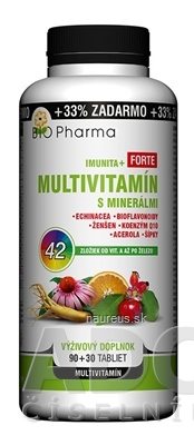 BIO-Pharma s.r.o. BIO Pharma Multivitamin s minerály IMUNITA + FORTE tbl 90 + 30 (33% ZDARMA) 42 složek (120 ks) 120 ks