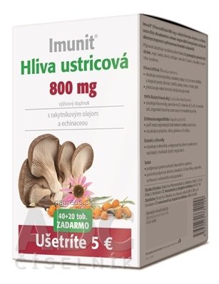 Simply You Pharmaceuticals a.s. Imunit HLÍVA ústřičná 800 mg s rakytník. a echinata. cps 40 + 20 zdarma (60 ks) 60 ks