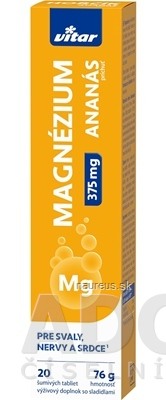 VITAR s.r.o. VITAR magnézium 375 mg tbl eff s příchutí ananasu 1x20 ks 20 ks