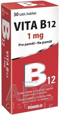 Vitabalans Oy Vitabalans VITA B12 1 mg žvýkací tablety s příchutí máty 1x30 ks 30 ks