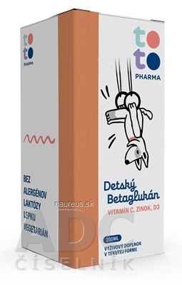 TOTO Pharma s.r.o. TOTO Dětský Betaglukan + Vitamin C + Zinek + D3 v tekuté formě 1x200 ml 200ml