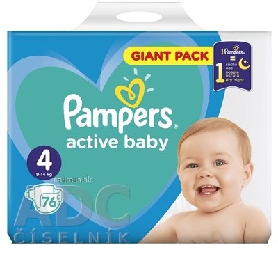Procter and Gamble DS Polska Sp. z o.o. PAMPERS active baby Giant Pack 4 Maxi dětské pleny (9-14 kg) (inov.2018) 1x76 ks 76 ks