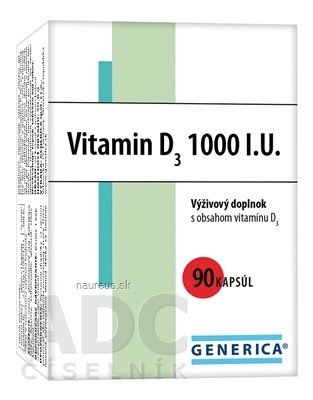 GENERICA spol. s r.o. GENERICA Vitamin D3 1000 IU cps 1x90 ks