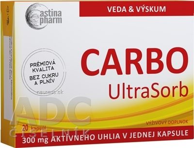Astina Pharm a.s. Astin Pharm CARBO UltraSorb cps (aktivní uhlí 300 mg) 1x20 ks