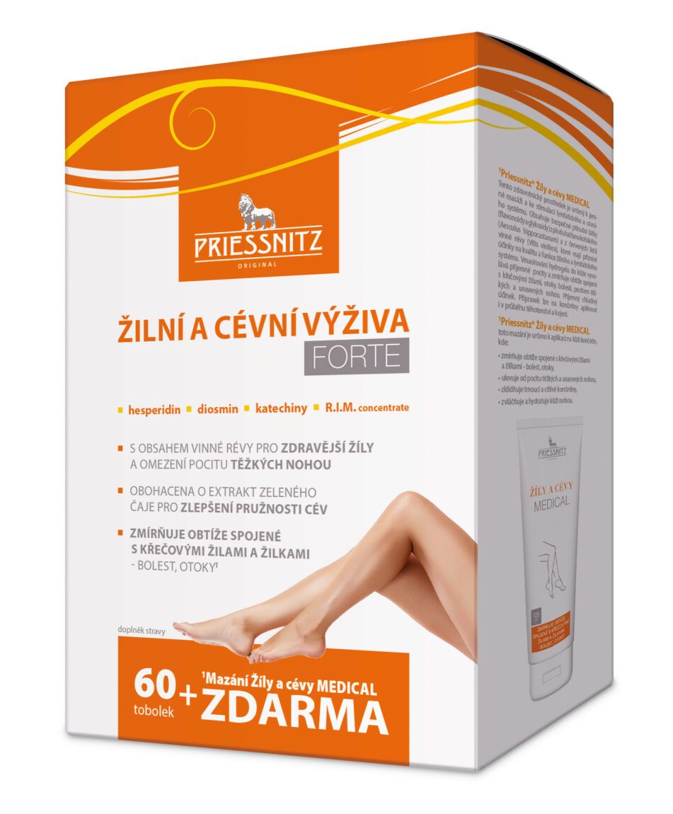 Simply You Priessnitz Žilní a cévní výživa Forte 60 tob. + PRIESSNITZ® Žíly a cévy Medical 125 ml ZDARMA